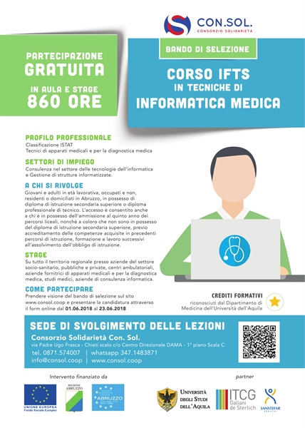 BANDO DI SELEZIONE PER IL CORSO IFTS IN INFORMATICA MEDICA! 