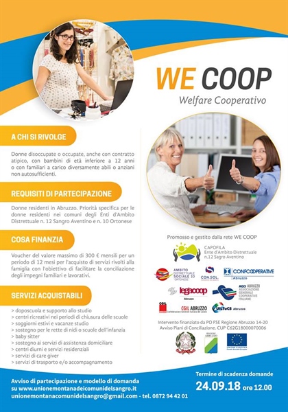 Progetto We COOP - Welfare Cooperativo - PO FSE ABRUZZO 14-20